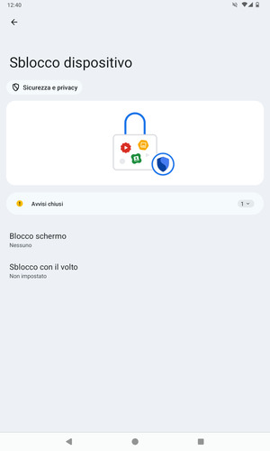 Seleziona Blocco schermo