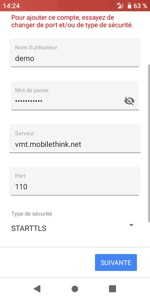 Sélectionnez Type de sécurité