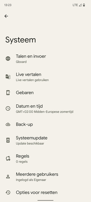 Selecteer Systeemupdate