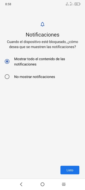 Seleccione la opción deseada y seleccione Listo