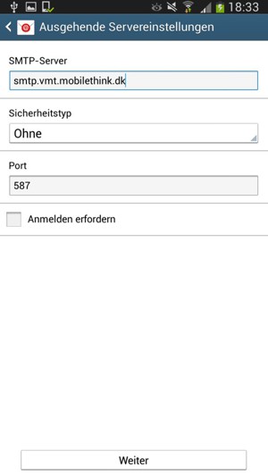 Deaktivieren Sie das Kontrollkästchen Anmelden erfordern und wählen Sie Weiter