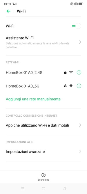 Seleziona la rete wireless a cui desideri connetterti