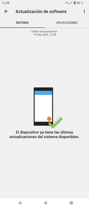 Si su teléfono está actualizado, verá la siguiente pantalla
