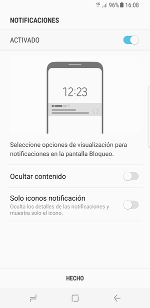 Seleccione la opción deseada y seleccione HECHO