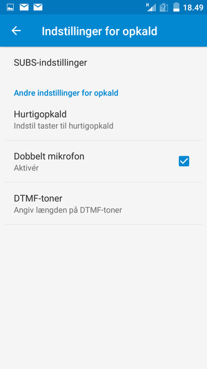 Vælg SUBS-indstillinger