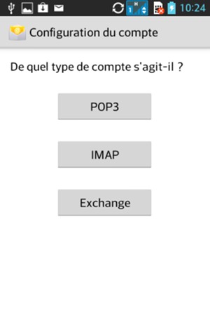 Sélectionnez POP3 ou IMAP