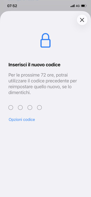 Inserisci il nuovo codice di accesso