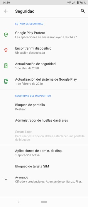 Seleccione Bloqueo de pantalla