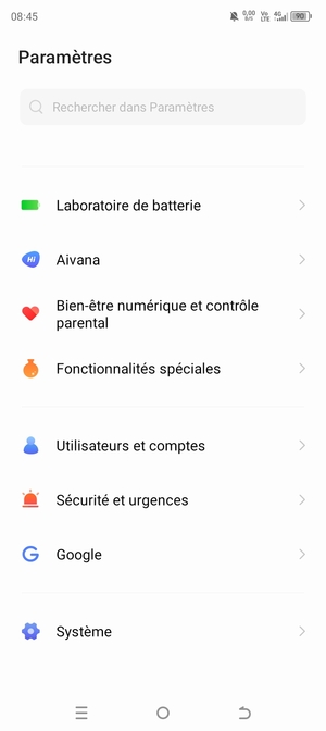Faites défiler et sélectionnez Système