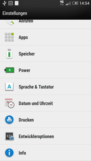 Scrollen Sie und wählen Sie Info
