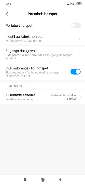 Vælg Indstil portabelt hotspot