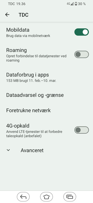 Vælg Avanceret