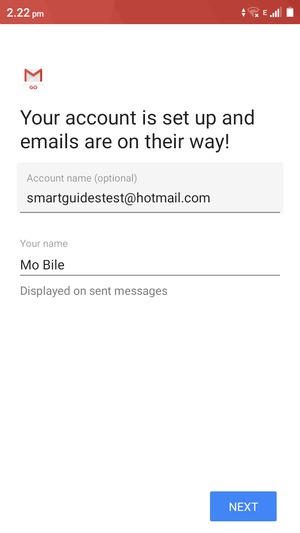 Give your account a name and enter your name. Select NEXT