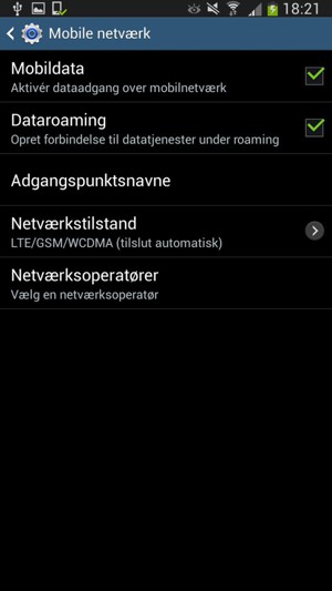 Slå Dataroaming til eller fra