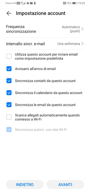 Seleziona AVANTI