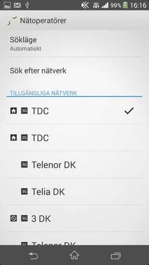 Välj en nätverksoperatör från listan