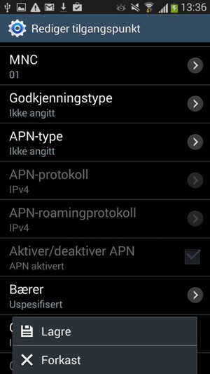 Velg menyknappen og velg Lagre