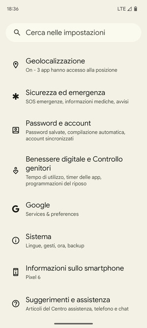 Scorri e seleziona Sistema