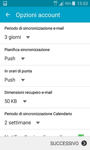 Se viene
visualizzata questa schermata, seleziona SUCCESSIVO