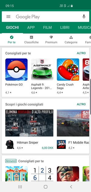 Seleziona la barra di ricerca