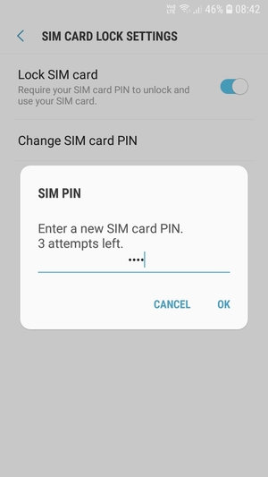 Enter your New SIM card PIN and select OK