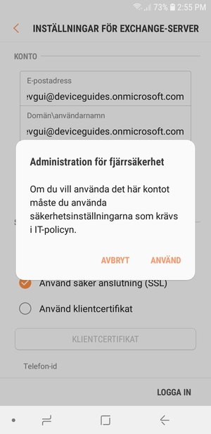 Välj ANVÄND