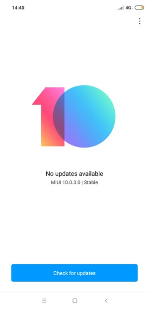 If your phone is up to date, you will see the following screen
