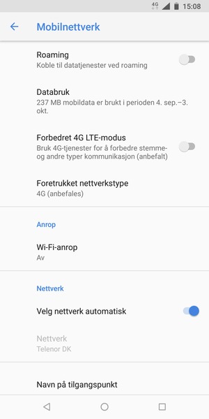 Slå av Velg nettverk automatisk