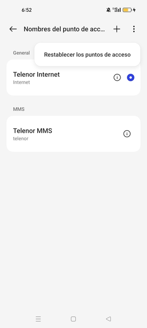 Seleccione Restablecer los puntos de acceso