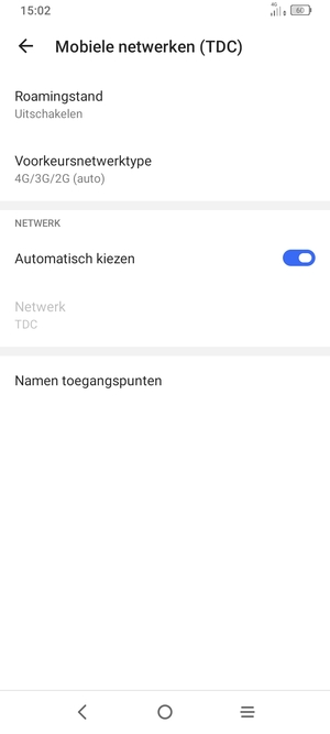 Om van netwerk te wisselen in geval van netwerk problemen, schakel Automatisch kiezen uit