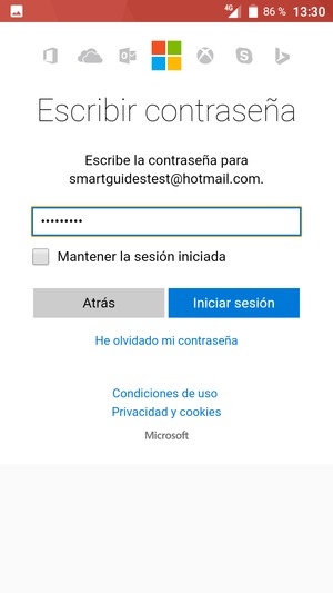 Introduzca su contraseña y seleccione Iniciar sesión