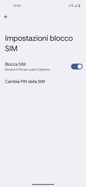 Seleziona Cambia PIN della SIM
