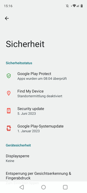 Wählen Sie Displaysperre