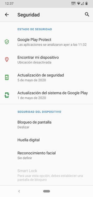 Seleccione Bloqueo de pantalla