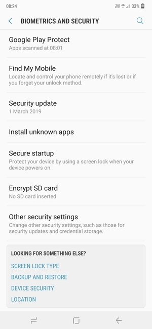Scroll to and select Other security settings