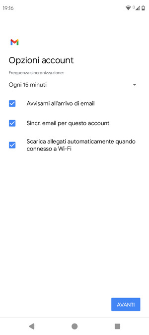 Seleziona AVANTI