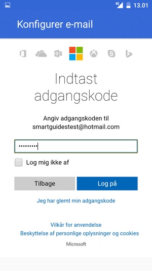 Indtast din adgangskode og vælg Log på