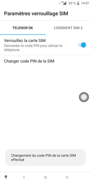 Votre code PIN de la carte SIM a été modifié