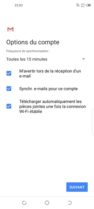 Sélectionnez SUIVANT