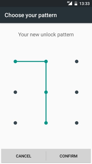 Draw the unlock pattern again and select CONFIRM