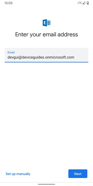 Enter your Email address and  select Set up manually