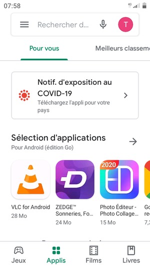 Sélectionnez la barre de Recherche