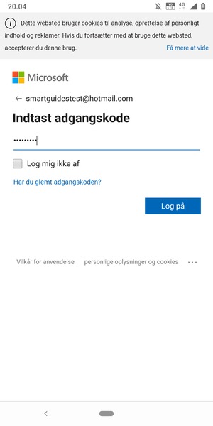 Indtast din adgangskode og vælg Log på