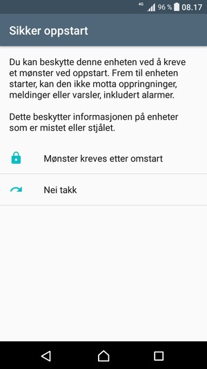 Velg ønsket alternativ