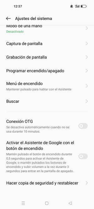 Desplácese y seleccione Hacer copia de seguridad y restablecer