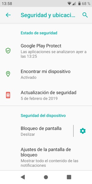 Seleccione Bloqueo de pantalla