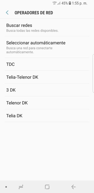Seleccione un operador de red de la lista