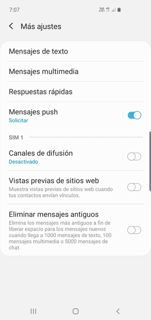 Seleccione Mensajes de texto