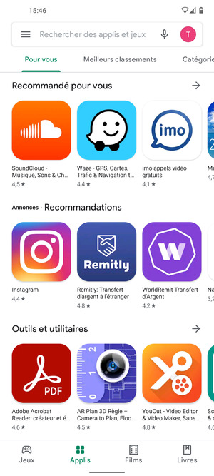 Sélectionnez la barre de Recherche