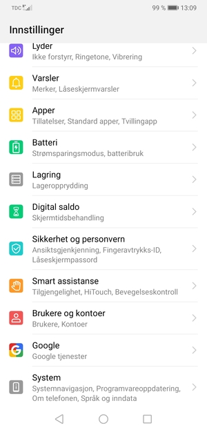 Gå tilbake til Innstillinger-menyen og velg Brukere og kontoer